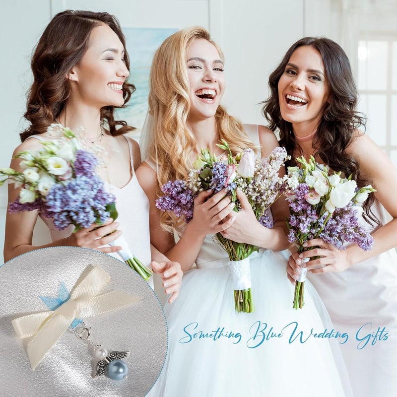 Drogomen Store Something Blue Gift for Bride, Something Blue Bridal Bouquet Charm Guardian Angel Garter Charm for Bride on Wedding Day Bridal Shower Gifts for Daughter Wedding Bridal Party Decors - Image 4